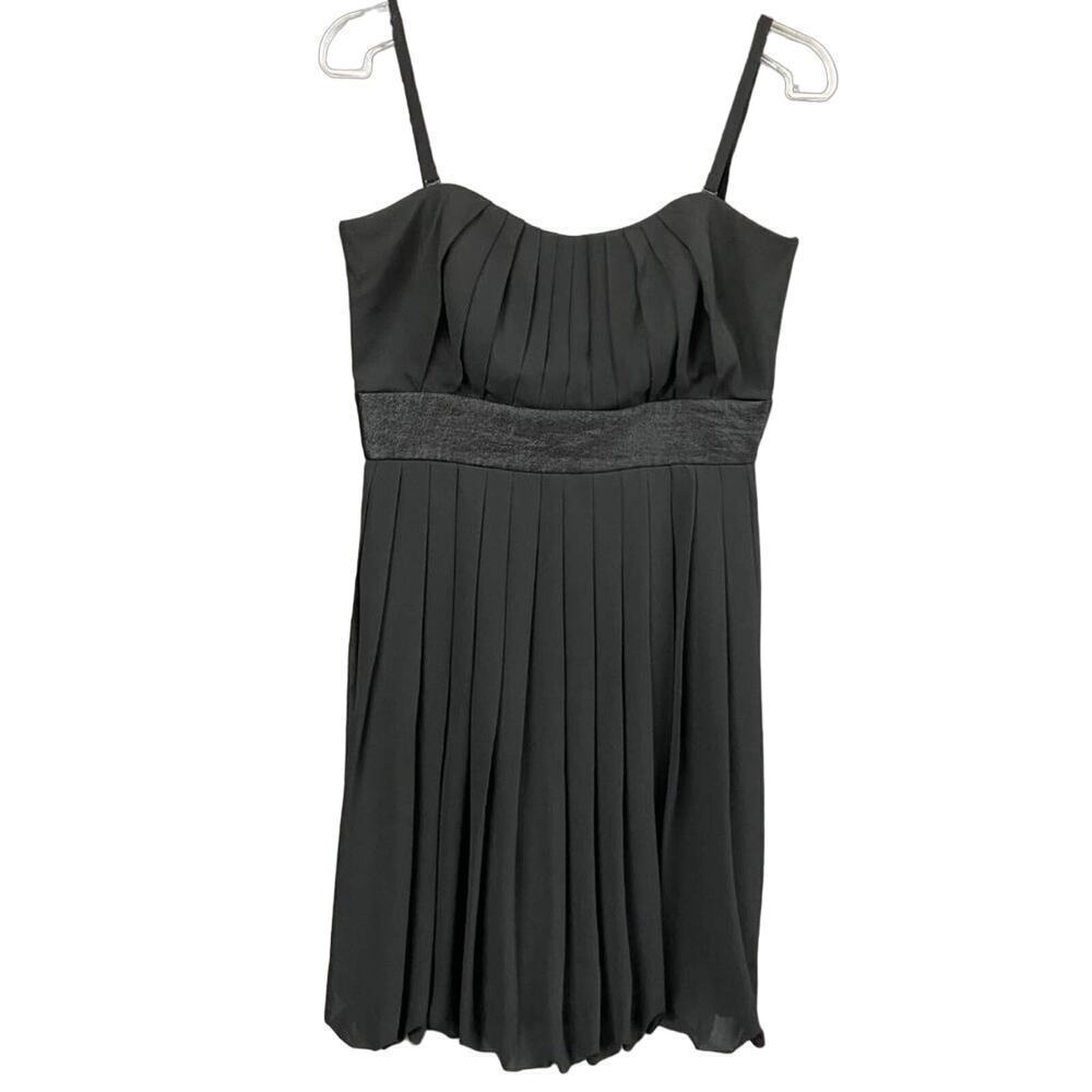 White House Black Market Mini Dress Size 6 Spaghetti Strap Pleated Bubble Hem